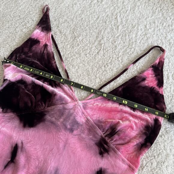 Y2K Pink Velour Halter Mini Dress Paris Hilton Juicy Era Fairy Grunge 2000s M - Picture 4 of 6